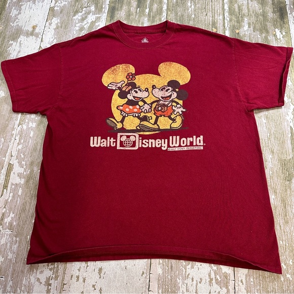 Disney Parks Walt Disney World Retro Logo Mickey & Minnie Mouse Tshirt Size XL - Picture 1 of 5